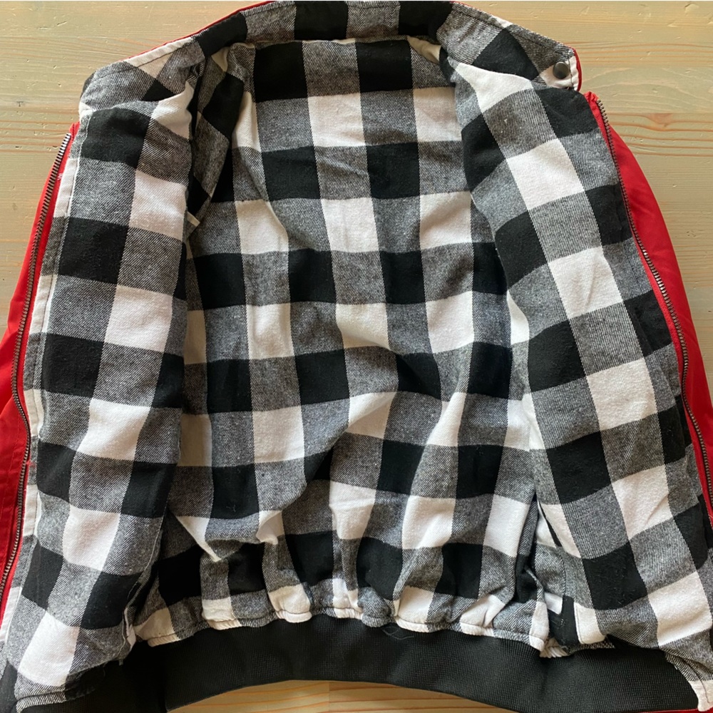 NWT Red Reversible Bomber Moto Jacket Coat XS S - Picture 5 of 8